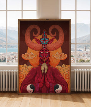Mythical creature artwork with intricate patterns and symbolism
