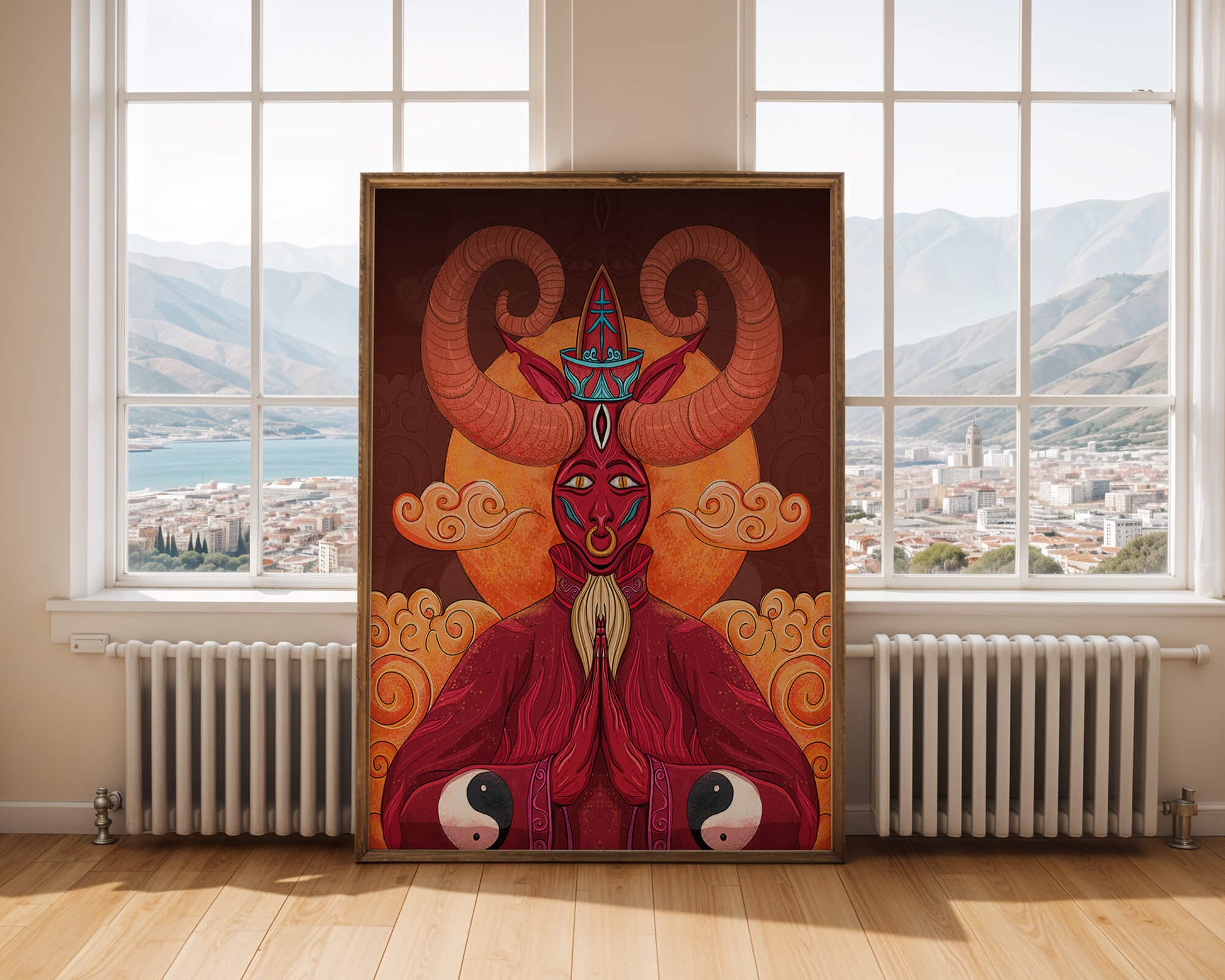 Mythical creature artwork with intricate patterns and symbolism