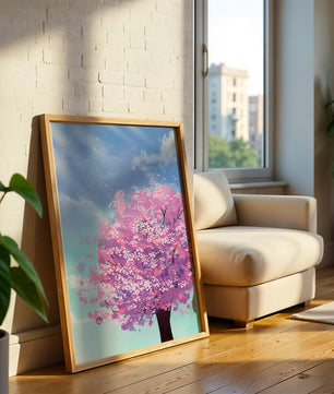 Árbol de cerezo en un entorno celestial sereno