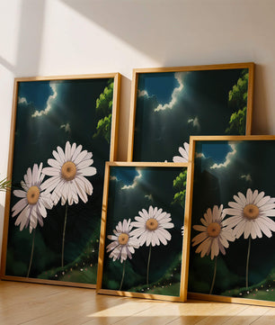 Sunlit Daisies in a Serene Landscape