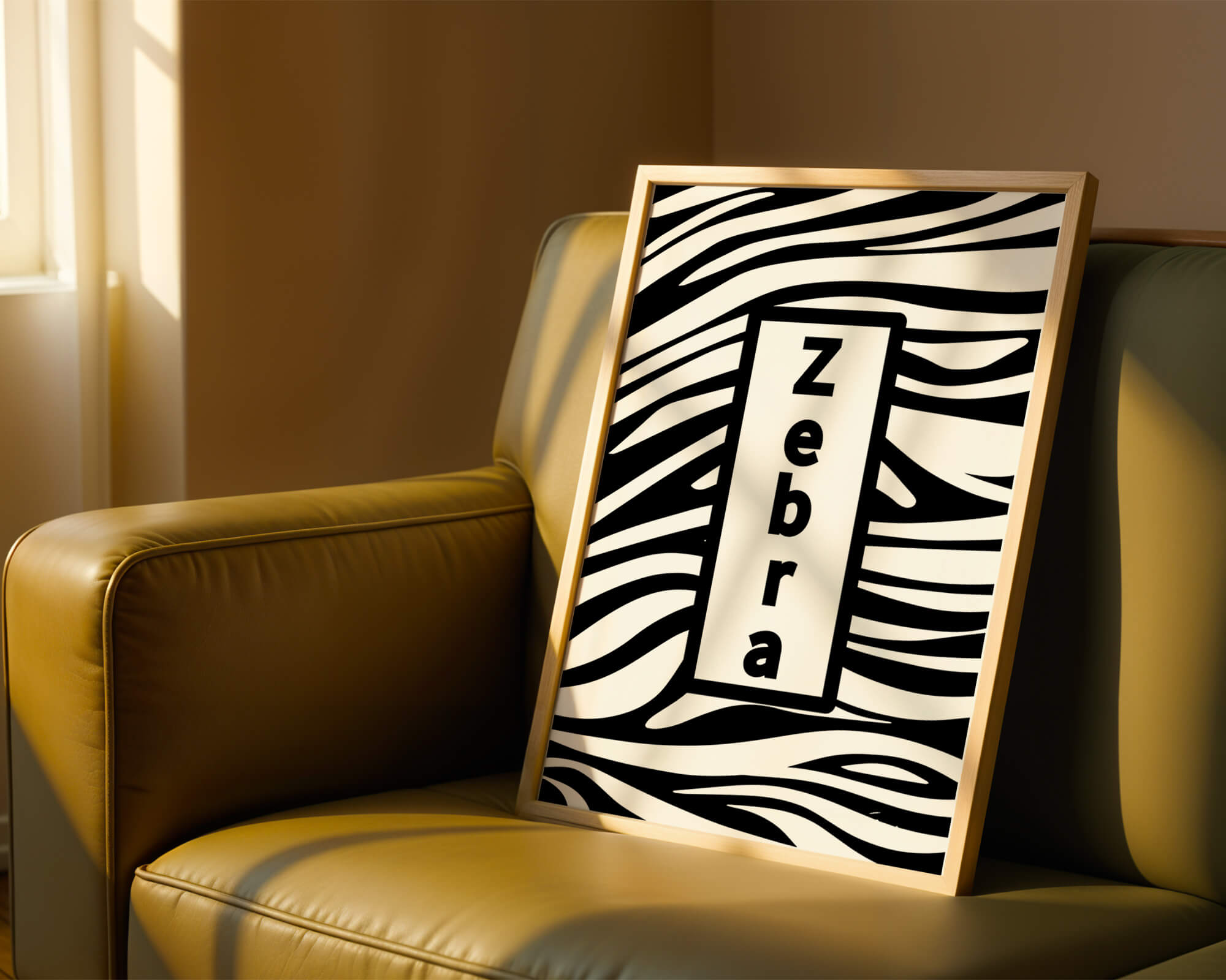 Elegant zebra print design with bold text accent
