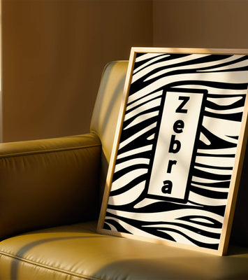 Elegant zebra print design with bold text accent