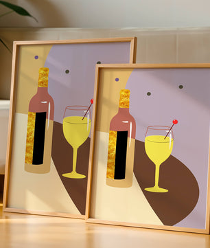 Minimalist Still Life with Wine Bottle and Glass in Soft Tones - Mi tienda