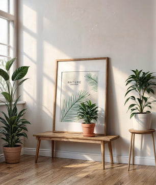 Elegant Green Palm Leaves on Textured Background - Mi tienda