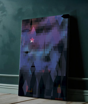 Geometrische abstrakte Kunst in lebhaften Blau- und Lilatönen