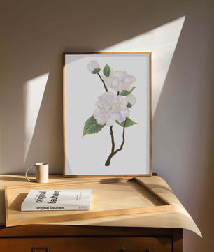 Delicate blooming flowers with lush leaves in elegant design