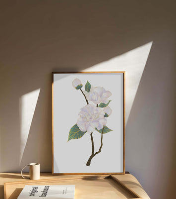 Delicate blooming flowers with lush leaves in elegant design
