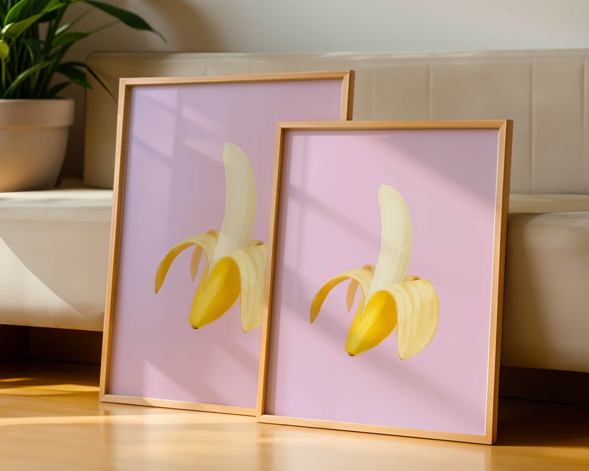 Open banana with purple background for vibrant decoration