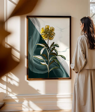 Elegant golden flower art with abstract background
