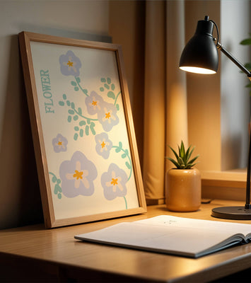 Floral design with pastel flowers and abstract leaves
