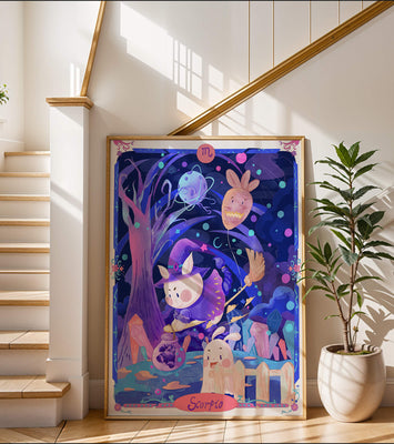Whimsical zodiac scorpio scene with a magical theme