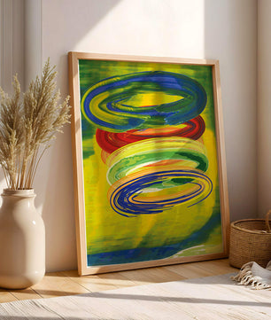 Motifs tourbillonnants abstraits colorés sur fond vibrant