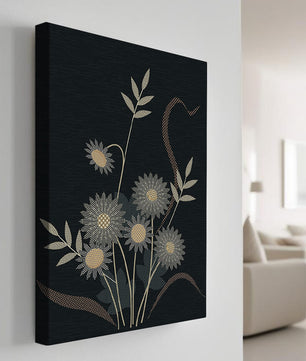 Abstract floral design with intricate patterns on dark background