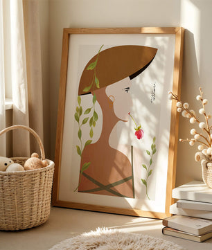 Elegant Abstract Portrait of a Woman with Floral Elements and a Large Hat - Mi tienda