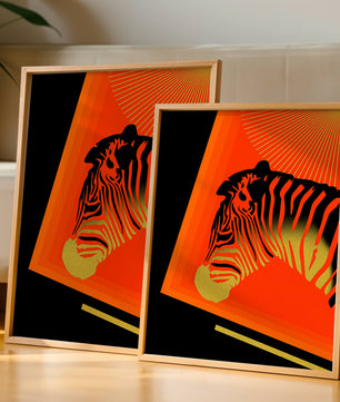 Abstract Zebra with Vibrant Colors and Golden Elements