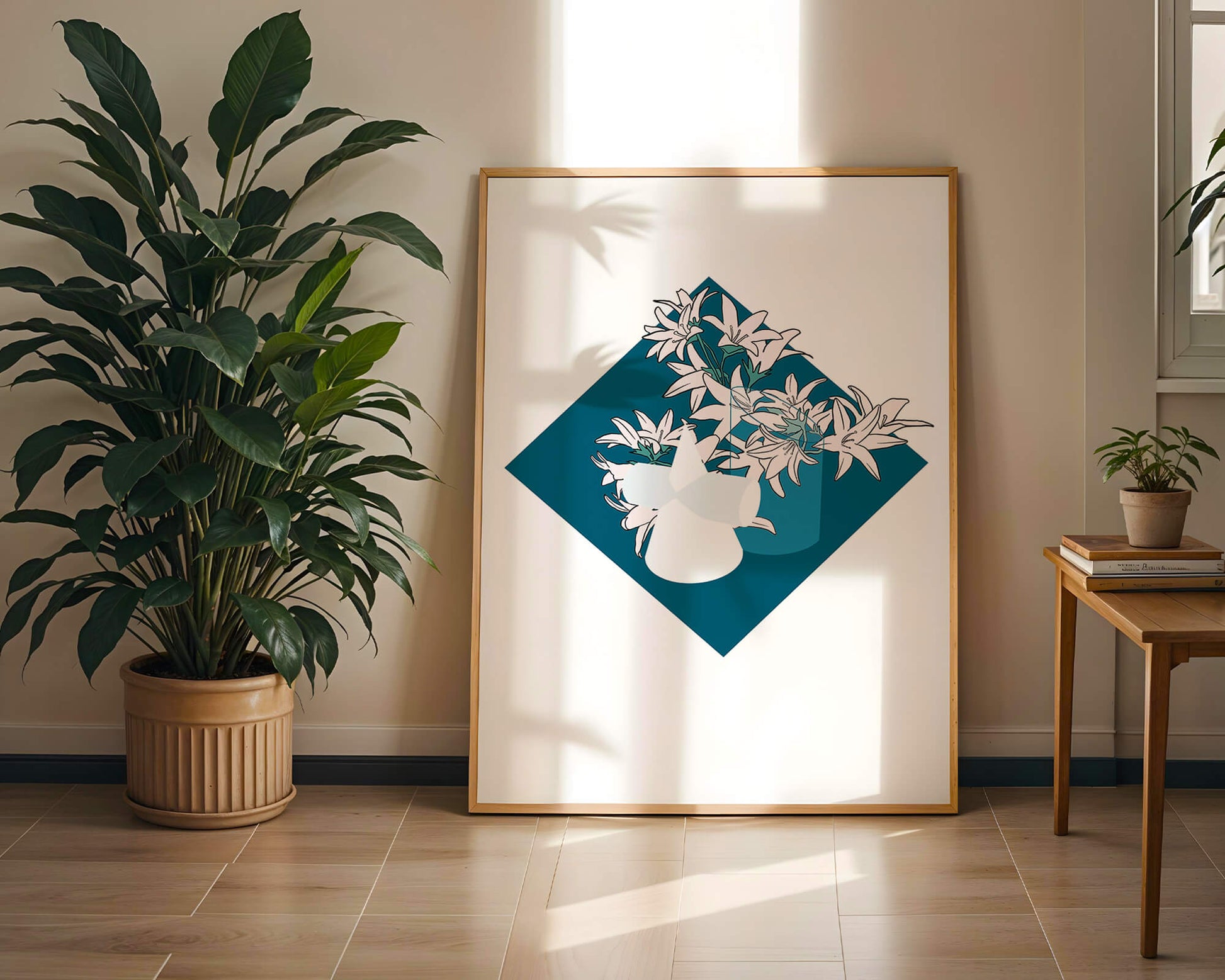 Modern Floral Design with Geometric Elements