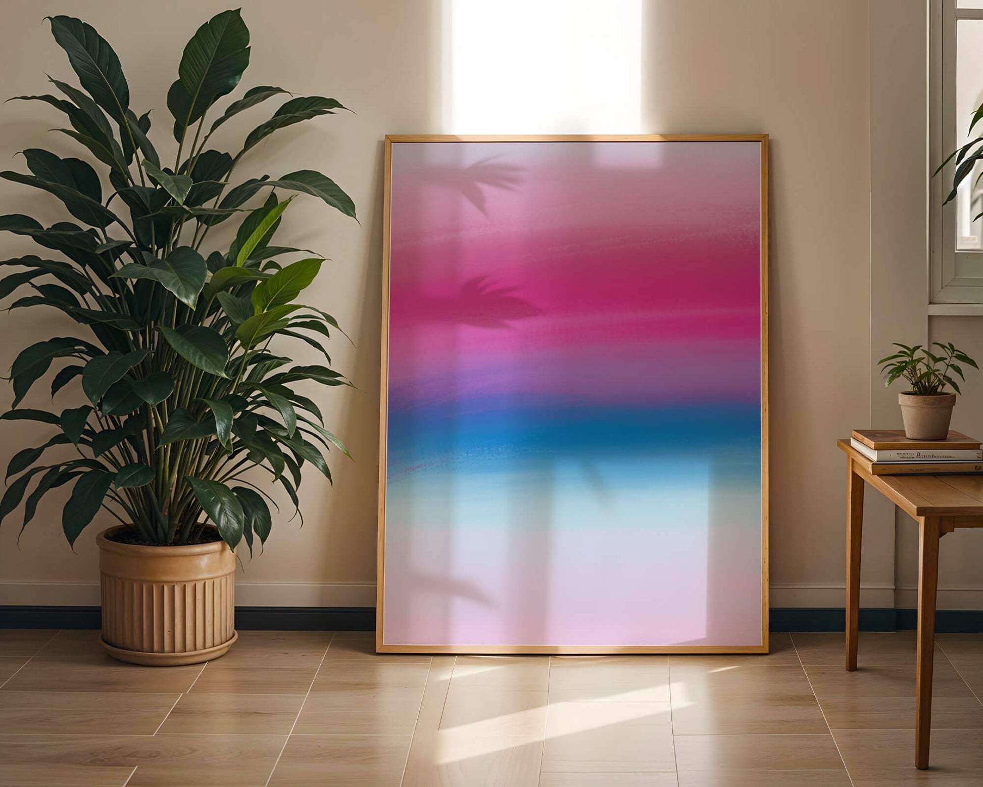 Degradado vibrante con tonos rosados y azules