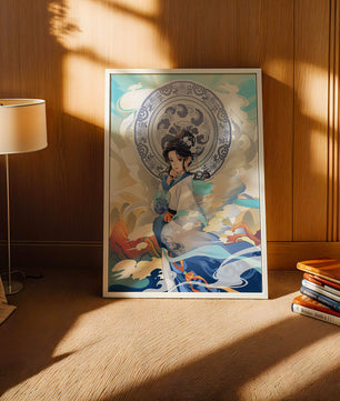 Elegantly Dressed Woman with Traditional Chinese Backdrop