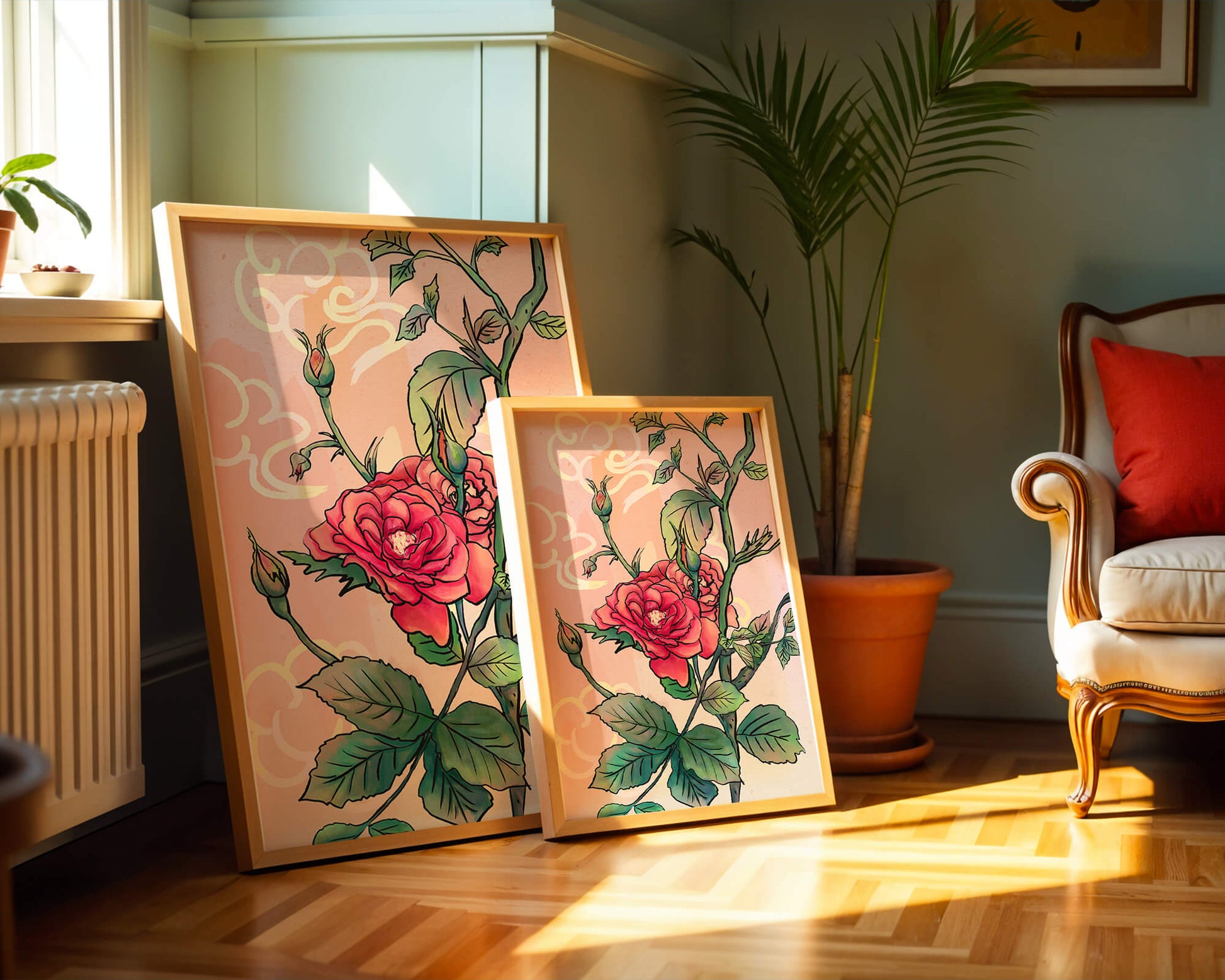 Ilustración Elegante de Rosa con Fondo Pastel Suave