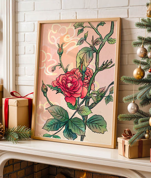 Ilustración Elegante de Rosa con Fondo Pastel Suave