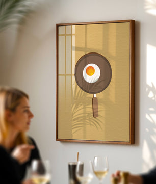 Fried Egg in a Pan on a Light Brown Background - Mi tienda