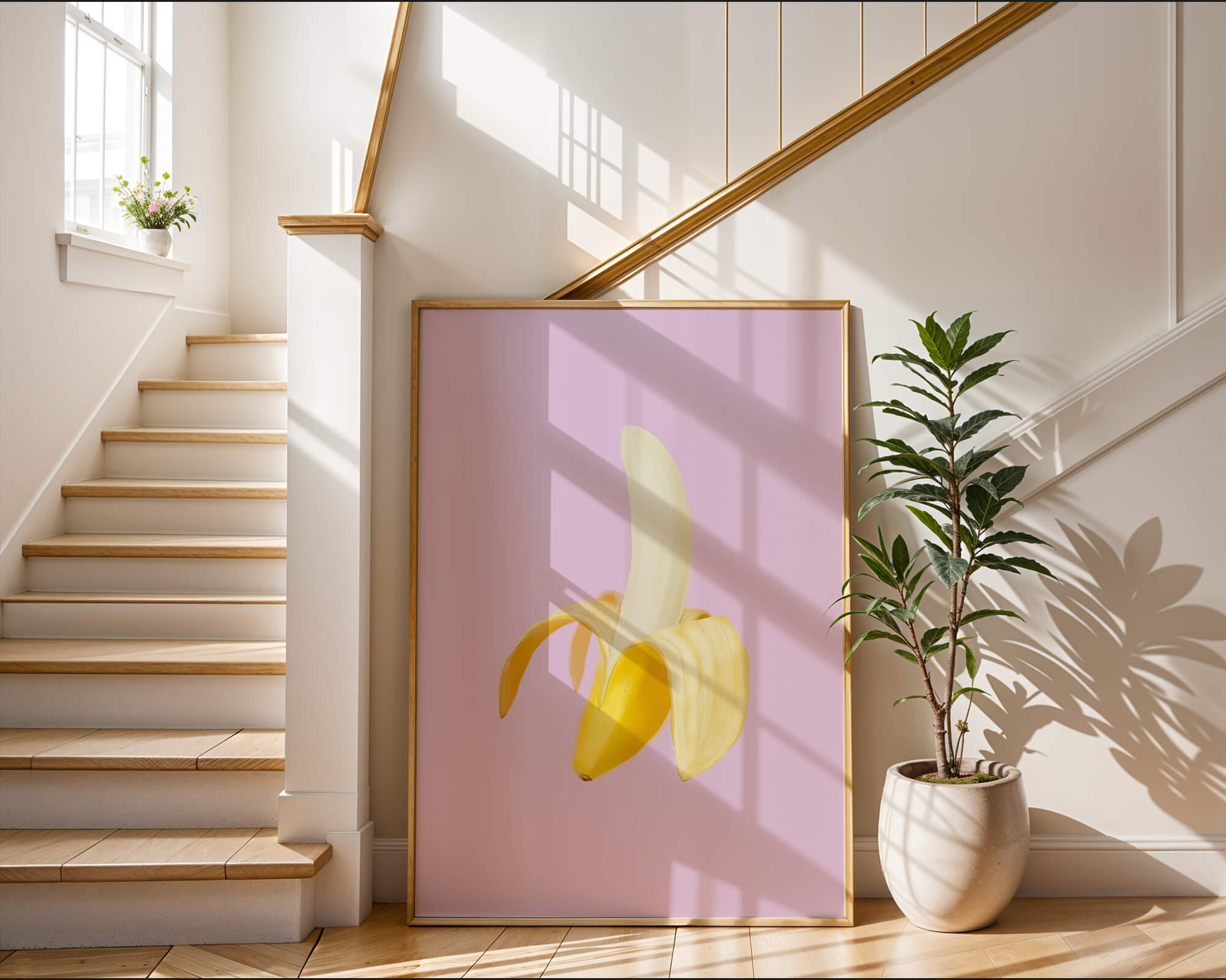 Open banana with purple background for vibrant decoration