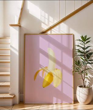 Open banana with purple background for vibrant decoration