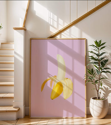Open banana with purple background for vibrant decoration