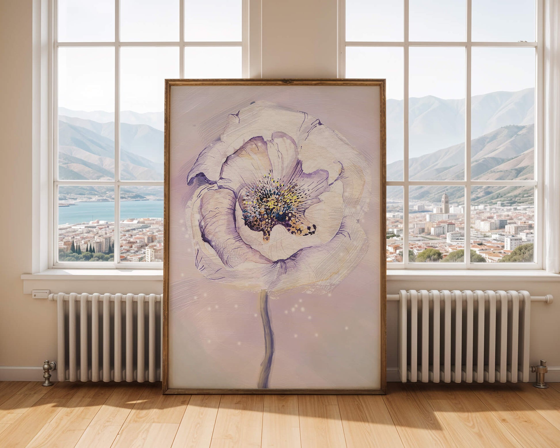Elegant watercolor flower illustration with delicate pastel tones