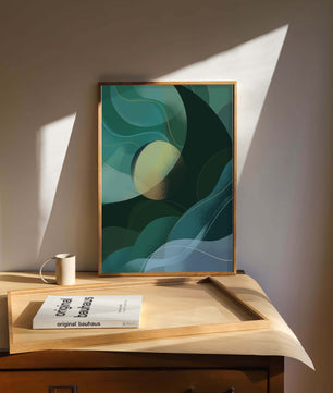 Formas fluidas abstractas verdes y azules con efecto degradado