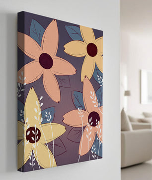Colorful Floral Pattern with Abstract Leaves and Flowers