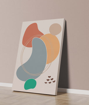 Abstract geometric art with colorful organic shapes and lines