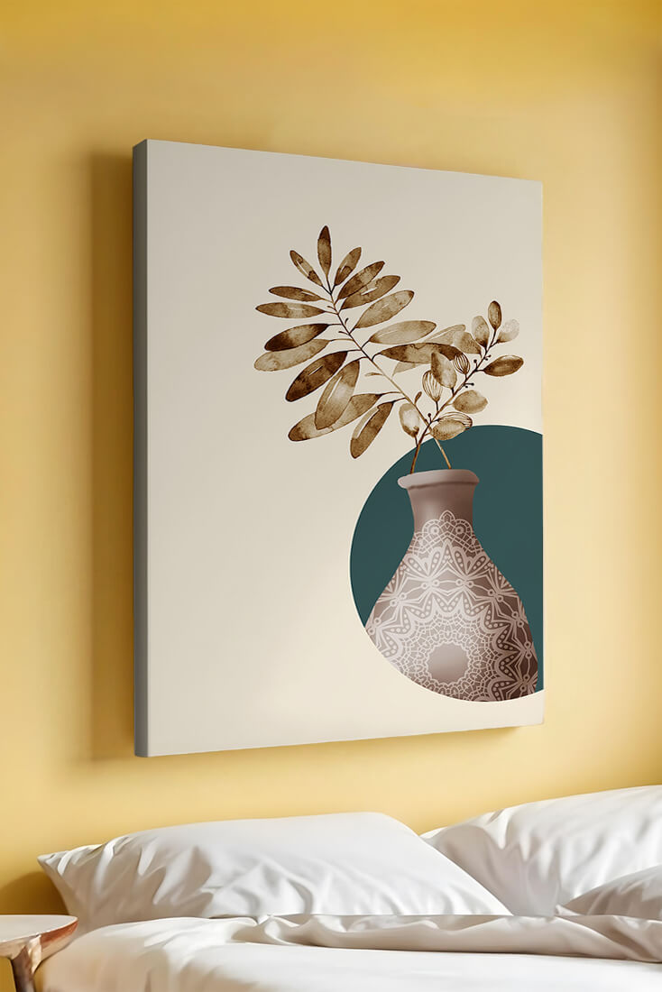 Elegant Botanical Illustration With Mandala Vase - Mi tienda