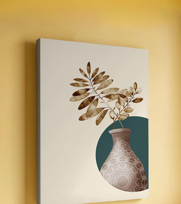 Elegant Botanical Illustration With Mandala Vase