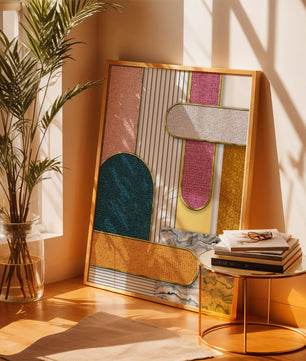 Abstract Geometric Art with Gold Accents