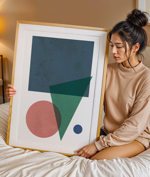 Abstract Geometric Composition with Overlapping Shapes on Textured Background - Mi tienda
