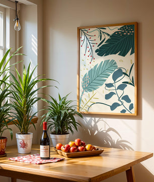 Abstract Botanical Illustration with Colorful Leaf Patterns