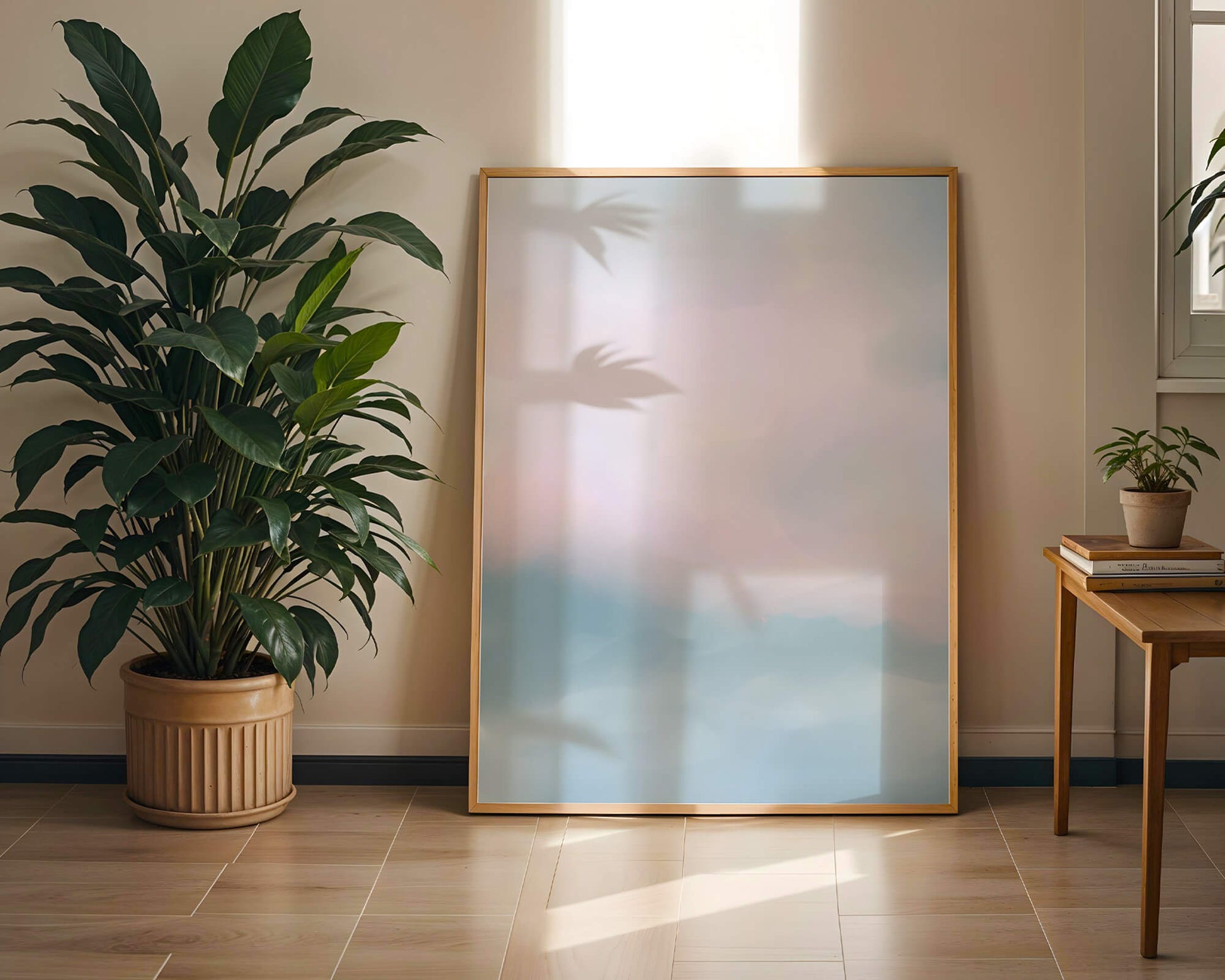 Paisaje de nubes abstracto con tonos suaves de rosa y azul