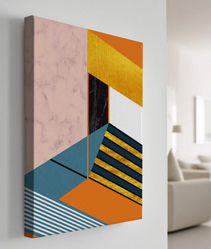 Abstraktes geometrisches Design mit Marmor- und Goldtexturen