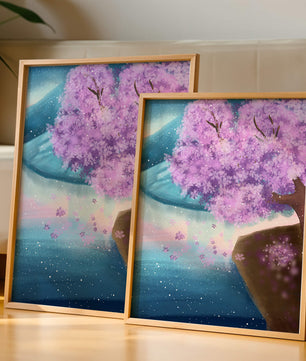 A Beautiful Cherry Blossom Tree in a Dreamlike Landscape