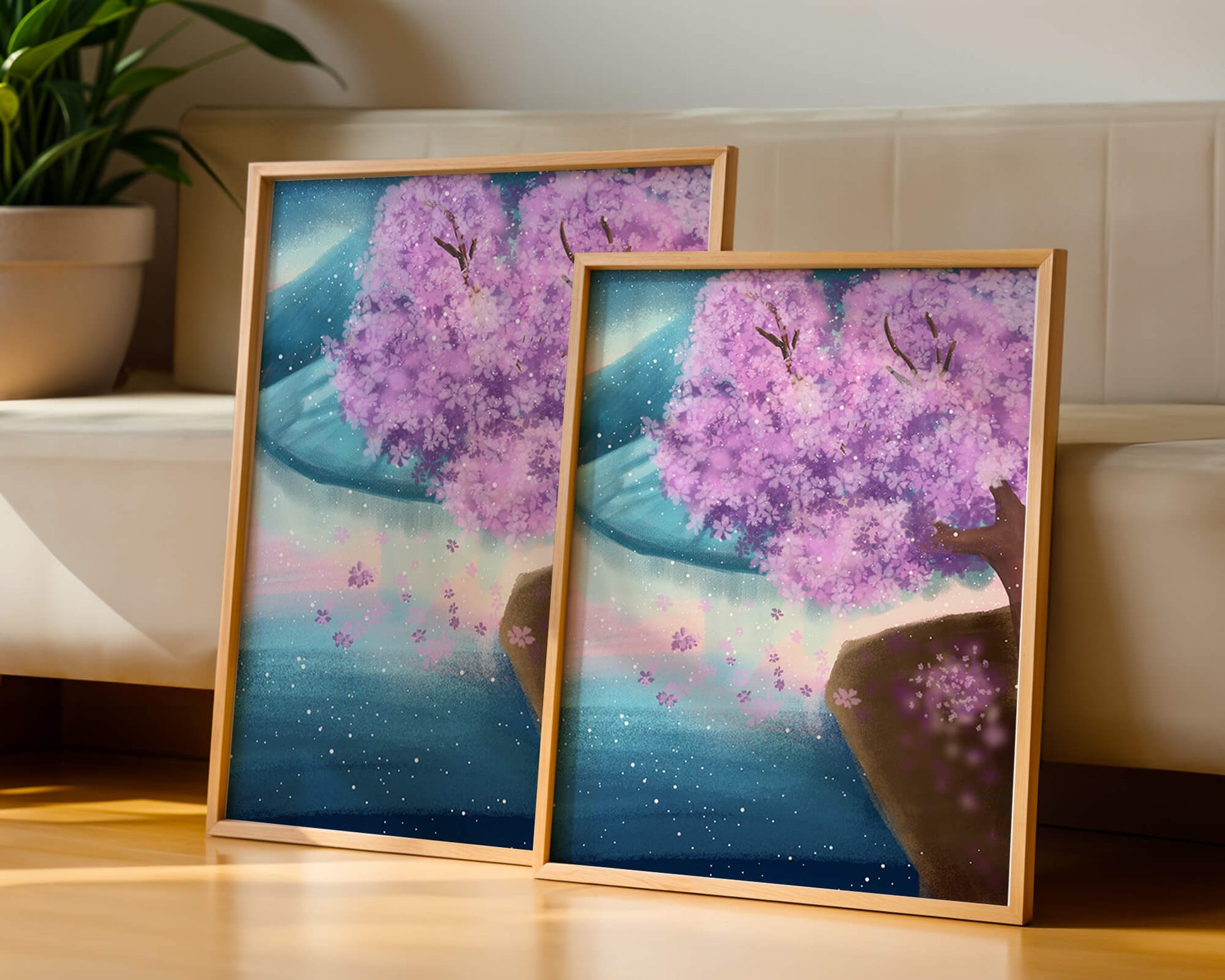 A Beautiful Cherry Blossom Tree in a Dreamlike Landscape