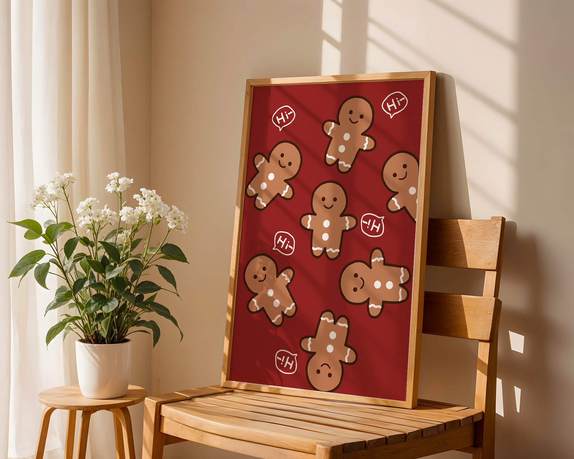 Playful gingerbread pattern with holiday greetings