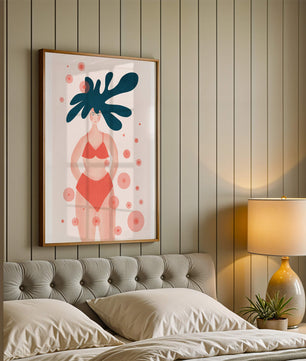 Abstract Illustration of a Woman in Swimwear with Creative Hair Design - Mi tienda