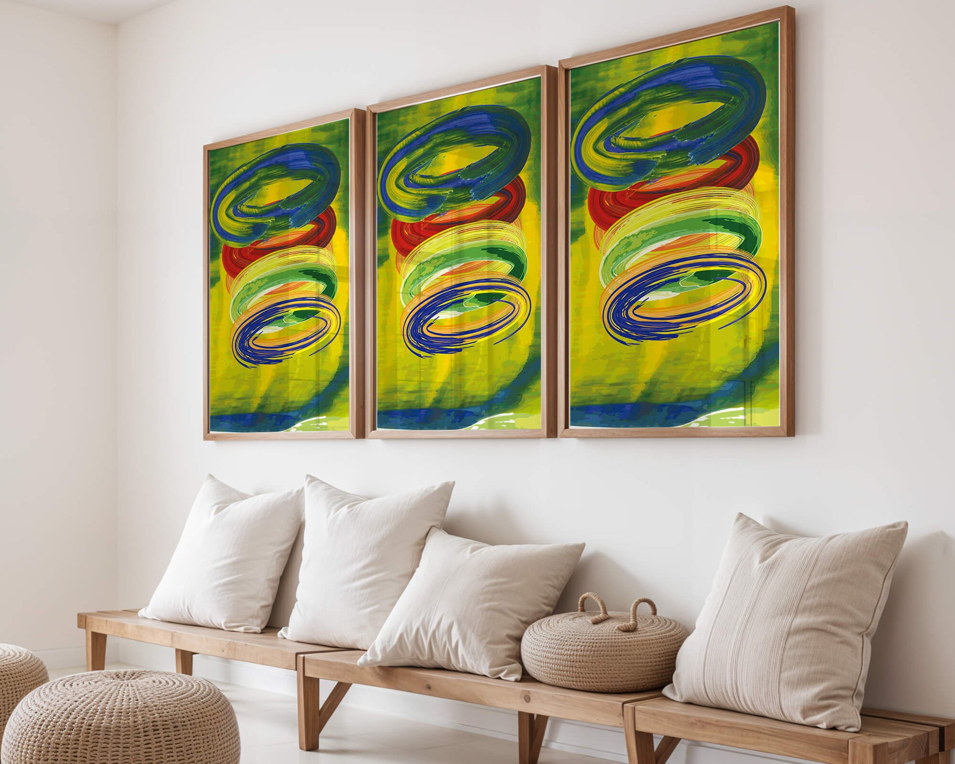 Motifs tourbillonnants abstraits colorés sur fond vibrant