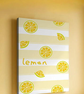 Yellow lemon slices pattern with bold stripes