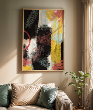 Abstract brush stroke art with vibrant colors on textured background