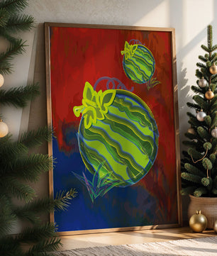Obra de arte abstracta de sandía colorida con fondo vibrante