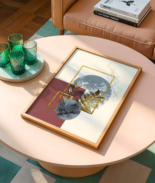 Abstract Composition with Gold Accents and Geometric Shapes - Mi tienda