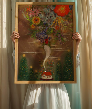 Charming illustration of floral fantasy scene