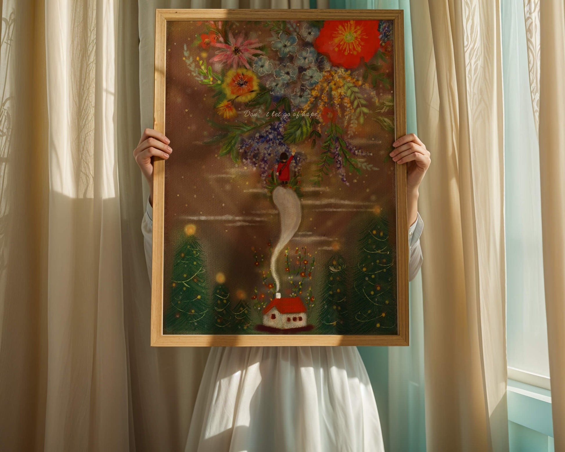 Charming illustration of floral fantasy scene